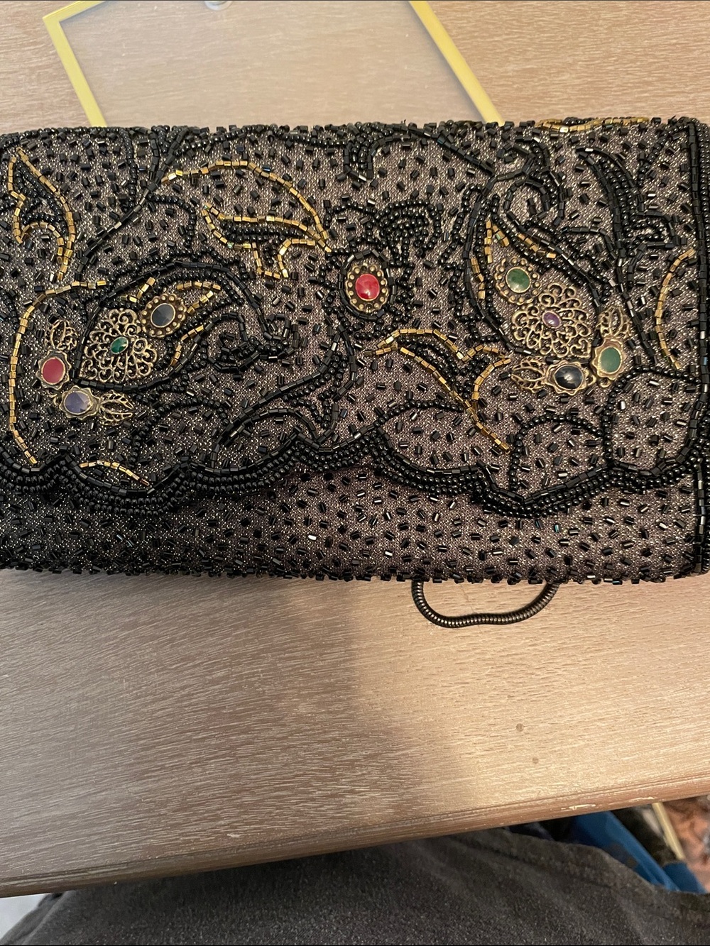 La Regale Black Beaded Crossbody with Multicolor Gem Accents - Picture 10 of 11